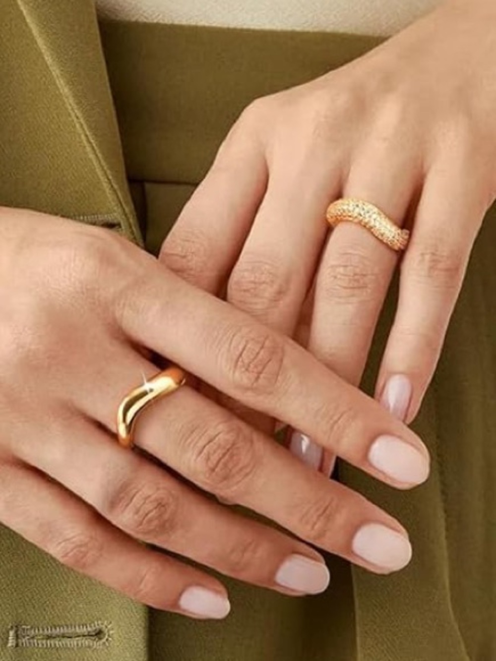 Anthropologie Gold Tone Crystal-Accent Crossover Ring